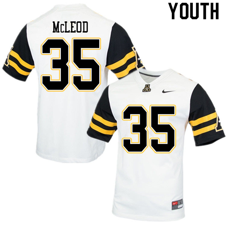 Youth #35 Jalen McLeod Appalachian State Mountaineers College Football Jerseys Sale-White - Click Image to Close